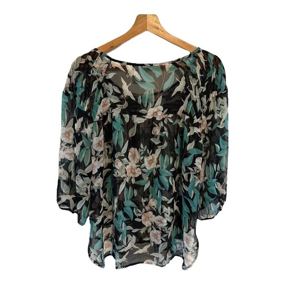 Lauren Conrad Women's Black Sheer 3/4 Sleeve Blouse Size Large - Picture 3 of 10